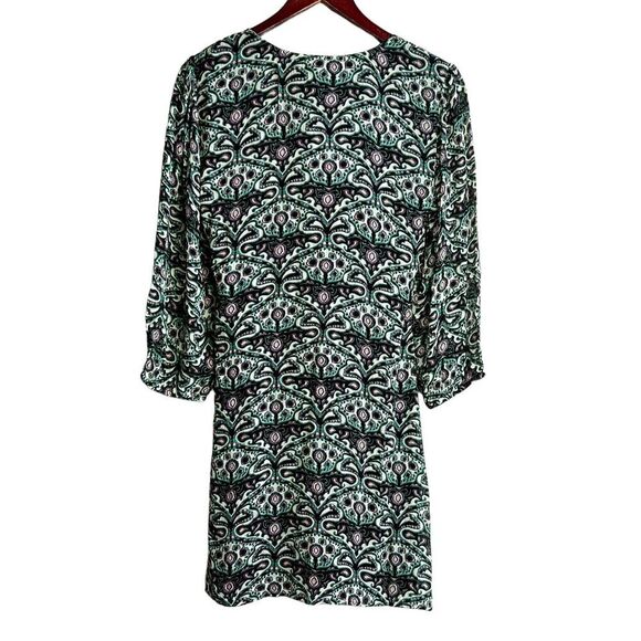 ba&sh Fanny Ruched Mini Dress Size Large Womens Green Paisley Retro V-neck - Picture 4 of 9